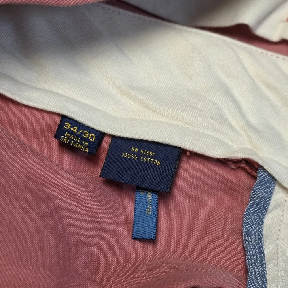 Polo Ralph Lauren Mens Classic Fit Chino Pants 34x30 Pink Cotton NWT Preppy